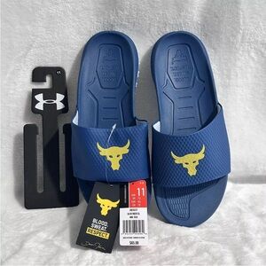 Under Armor Project Rock Men’s Brahma Bull Slides 3025237-400 Size 11 Sea Blue